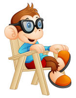 cute cartoon monkey relaxing chair illustration 90469854